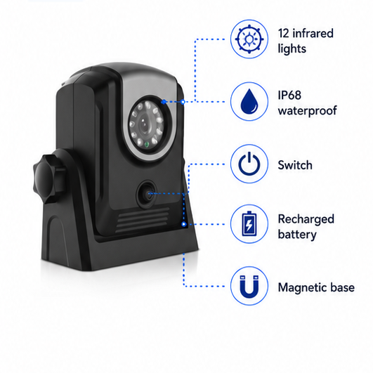 WiFi Backup Camera System with Magnetic Base & Built-in Battery (ixuMS307) Hover Image